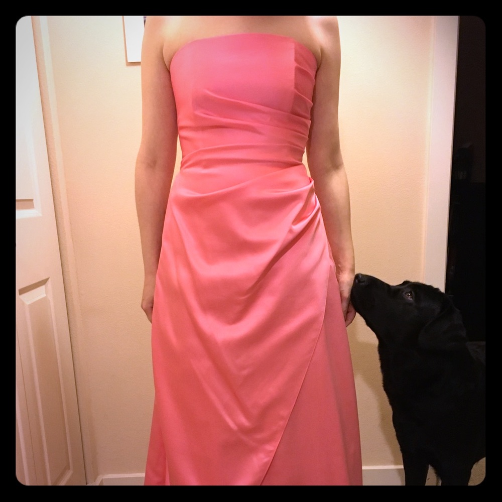 Peachy pink prom dress